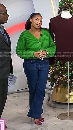 Sheinelle’s green cardigan and jeans on Today