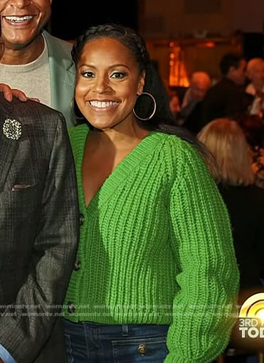 Sheinelle's green cardigan and jeans on Today