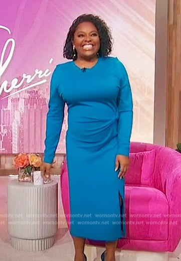 Sherri's blue gathered dress on Sherri