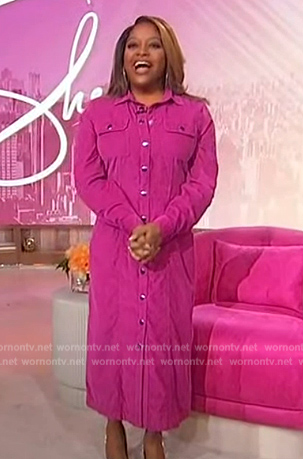 Sherri’s pink suede shirtdress on Sherri