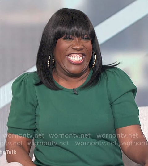 Sheryl's green puff-sleeve sweater on The Talk