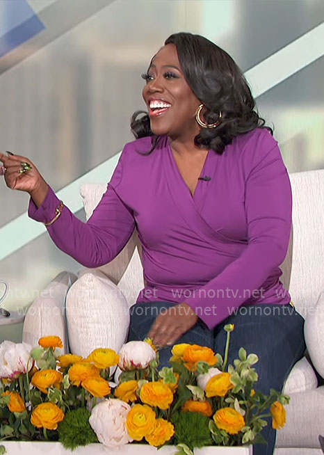 Sheryl’s magenta faux wrap top on The Talk