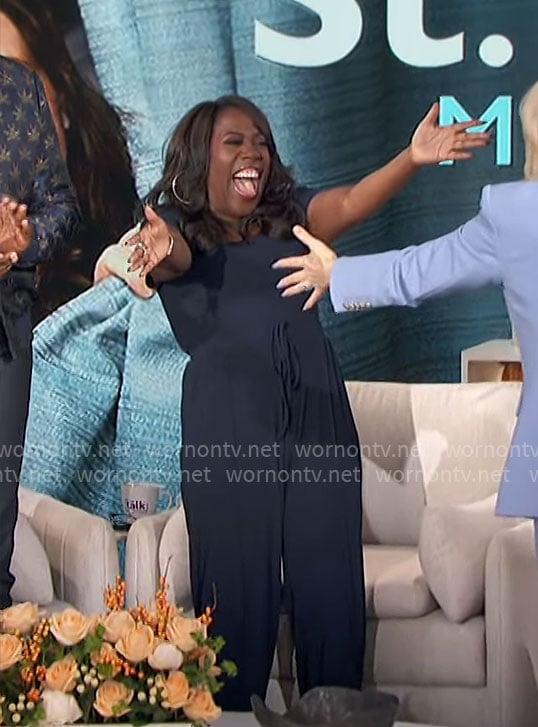 Sheryl's navy top and pants set on The Talk