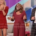 Sheryl’s red knit top and pants set on The Talk