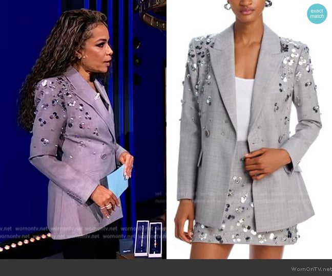 Simkhai Getty Pailettes Double-Breasted Blazer worn by Sunny Hostin on The View