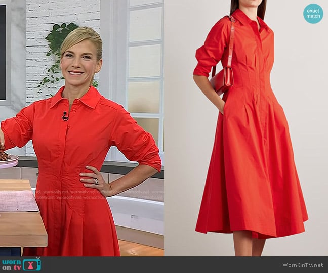 Jessica Seinfeld’s red poplin shirtdress on Today