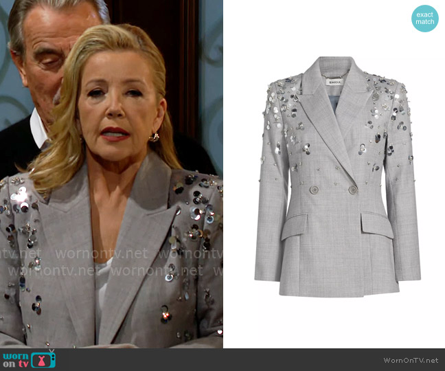 Simkhai Getty Pailettes Double-Breasted Blazer worn by Nikki Reed Newman (Melody Thomas-Scott) on The Young and the Restless