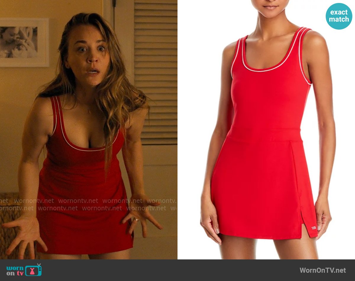 Splits59 Martina Dress in Pirate Red worn by Ava Bartlett (Kaley Cuoco) on Based on a True Story