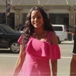 Stacey’s pink ruffle romper on The Real Housewives of Potomac