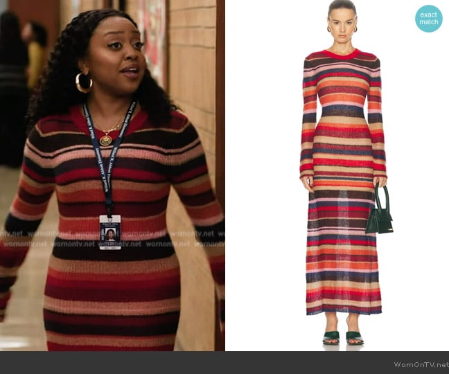 Staud Eiza Striped Knit Maxi Dress worn by Janine Teagues (Quinta Brunson) on Abbott Elementary