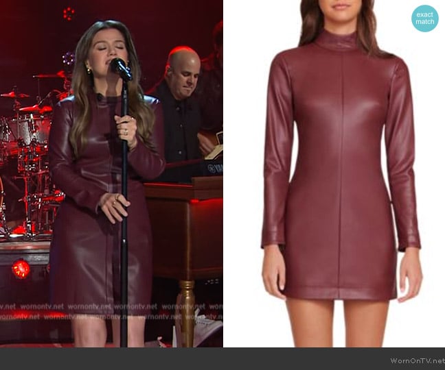 Staud Palettes Faux Leather Mini Dress worn by Kelly Clarkson on The Kelly Clarkson Show