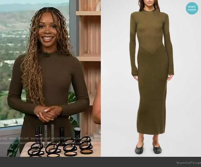 Staud Ramona Knit Midi Dress worn by Zuri Hall on Access Hollywood