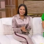 Stephanie’s wide cuff silk shirt and side stripe pants on Good Morning America