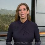 Stephanie Abrams’ navy cross-neck dress on CBS Mornings