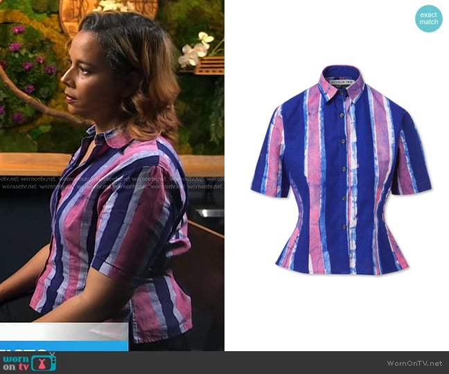 Studio 189 Hand-Batik Cotton Fitted Shirt worn by Rhiannon Giddens on Good Morning America