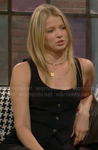 Summer’s black vest top on The Young and the Restless