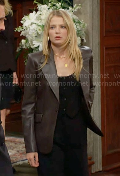 Summer's leather blazer on The Young and the Restless