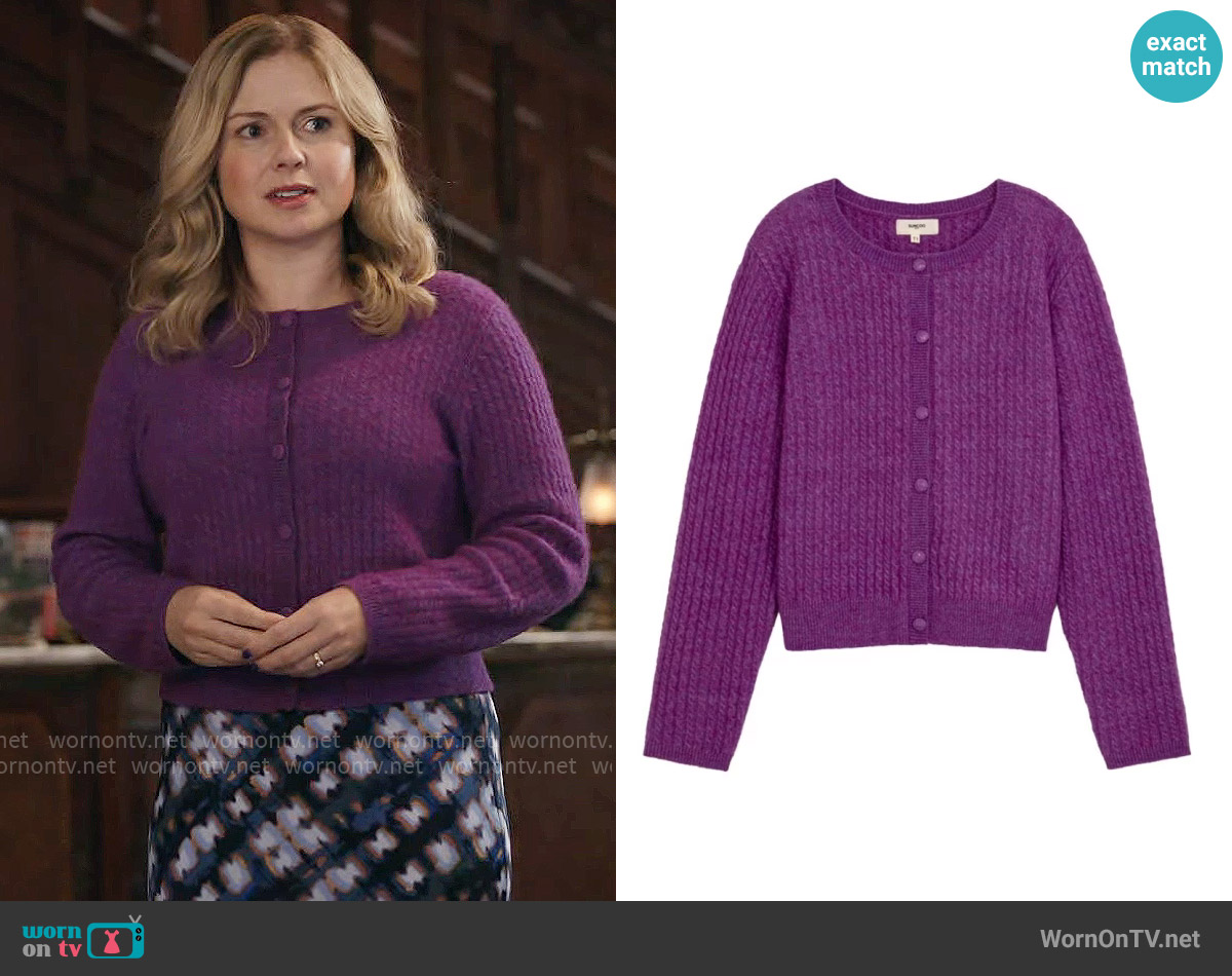 Suncoo Cable Knit Cardigan worn by Sam (Rose McIver) on Ghosts