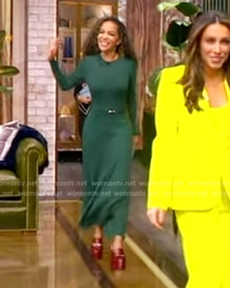 Sunny’s green long sleeve knit dress on The View