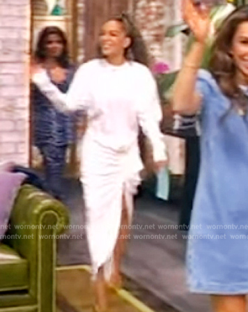 Sunny's white ruffle front dress on The View