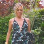 Sutton's black wavy print maxi dress on The Real Housewives of Beverly Hills