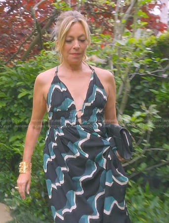 Sutton’s black wavy print maxi dress on The Real Housewives of Beverly Hills