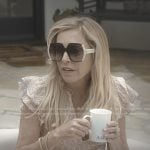 Sutton’s print ruffle top and sunglasses on The Real Housewives of Beverly Hills