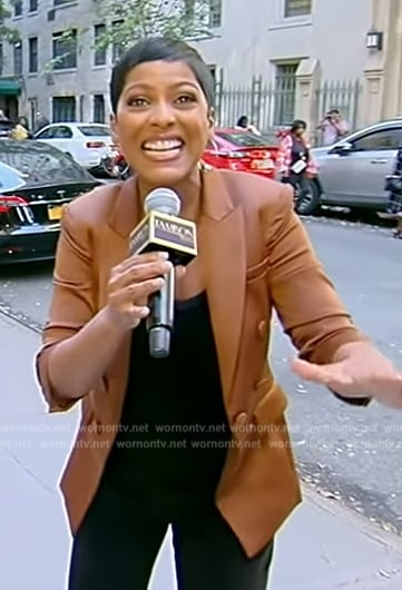 Tamron's brown double breasted blazer on Tamron Hall Show