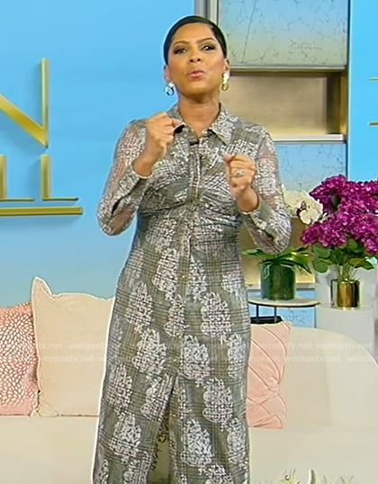 Tamron's green plaid shirtdress on Tamron Hall Show