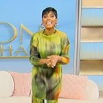 Tamron’s green tie dye mini dress and pants on Tamron Hall Show