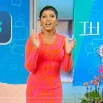 Tamron's pink red zebra print dress on Tamron Hall Show