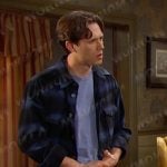 Tate’s navy plaid button down shirt on Days of our Lives