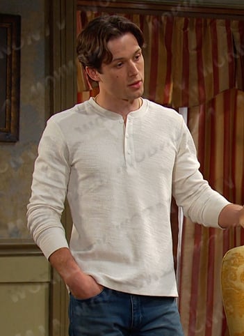 Tate's white henley shirt on Days of our Lives