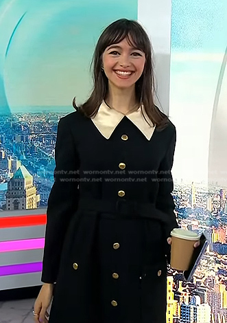 Taylor Blackwell's black contrast collar dress on Today