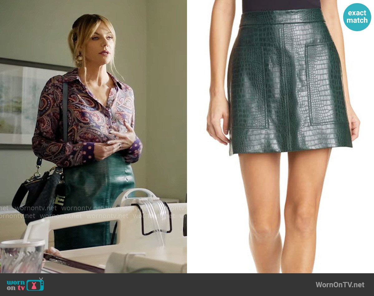 Ted Baker Oswine Faux Leather Miniskirt worn by Morgan Gillory (Kaitlin Olson) on High Potential