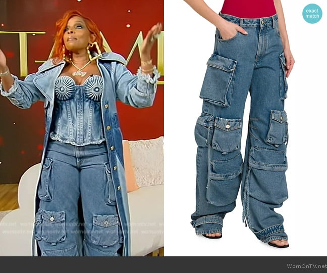 The Attico Fern Lunghi Mid-Rise Jeans worn by Mary J. Blige on Tamron Hall Show