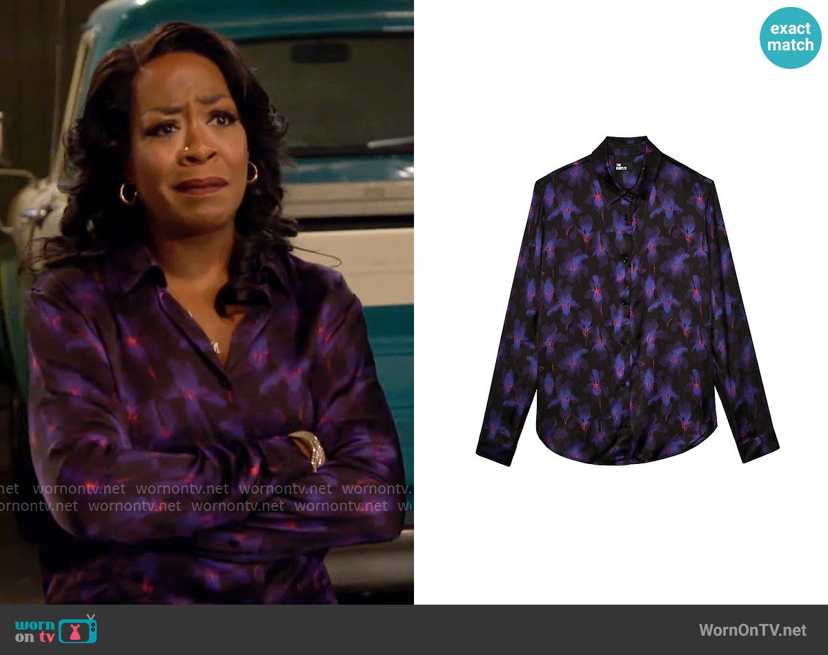 The Kooples Floral Print Shirt worn by Tina Butler (Tichina Arnold) on The Neighborhood