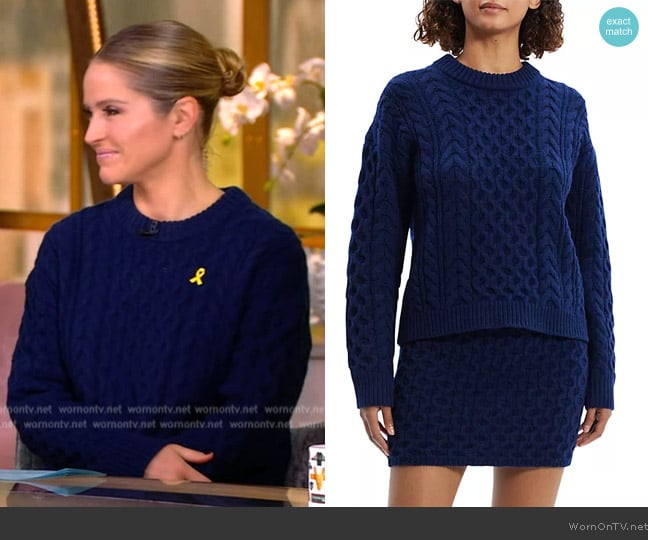 Theory Aran Cable Knit Pullover worn by Sara Haines on The View