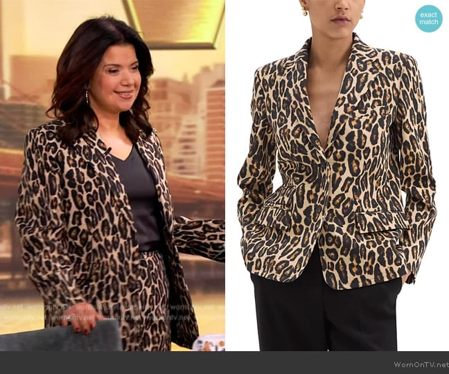 Theory Leopard Print Wool Blend Jacket worn by Ana Navarro on The View