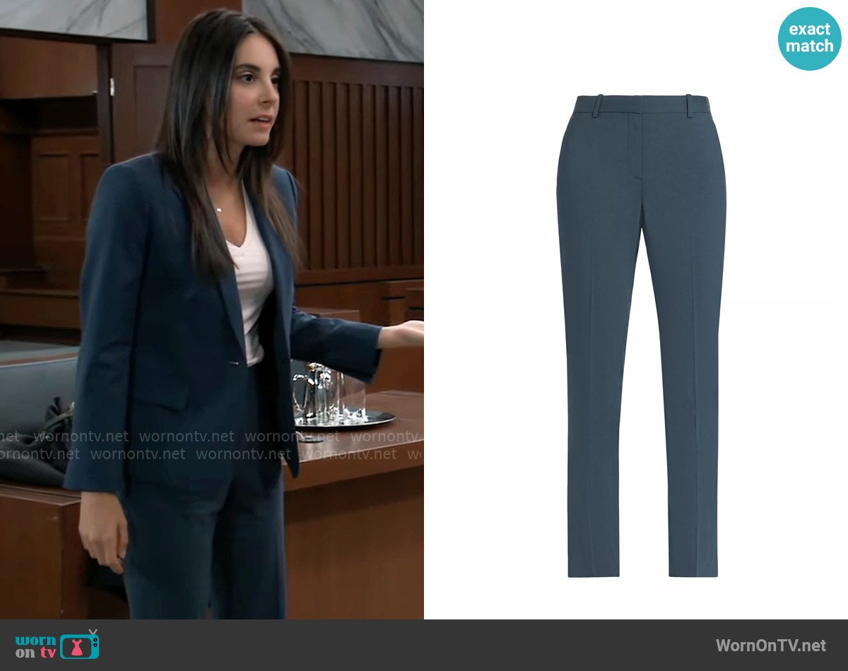 Theory Treeca Pants in Ash Blue worn by Molly Lansing-Davis (Kristen Vaganos) on General Hospital