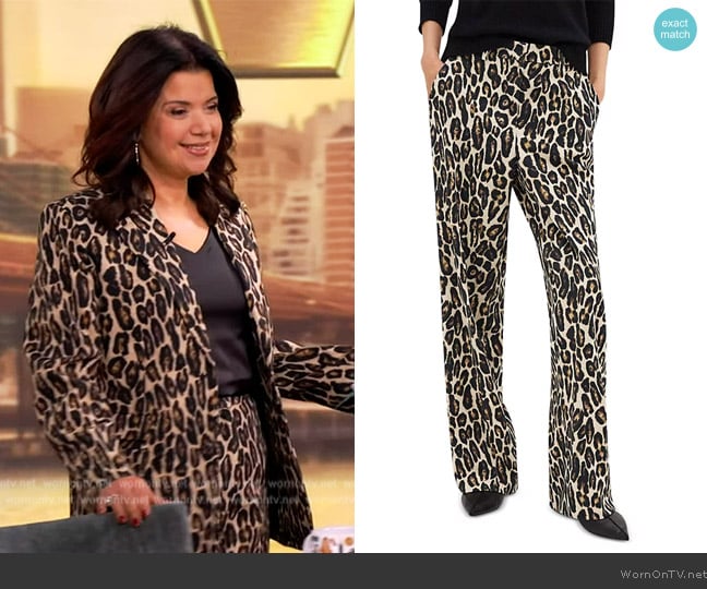 Theory Relaxed Straight Stretch Wool Leopard Pants worn by Ana Navarro on The View