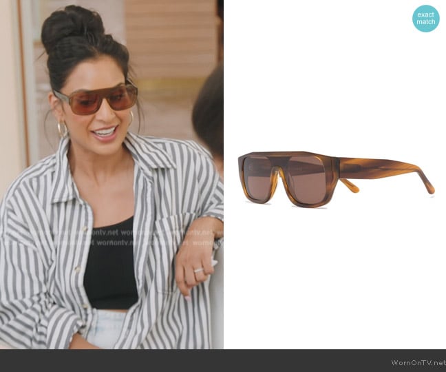 Thierry Lasry Tortoiseshell-effect pilot-frame sunglasses worn by Jessel Taank on The Real Housewives of New York City