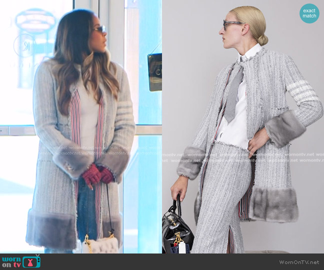 Thom Browne 4-Bar Mink Cardigan Jacket Overcoat worn by Mary Cosby on The Real Housewives of Salt Lake City