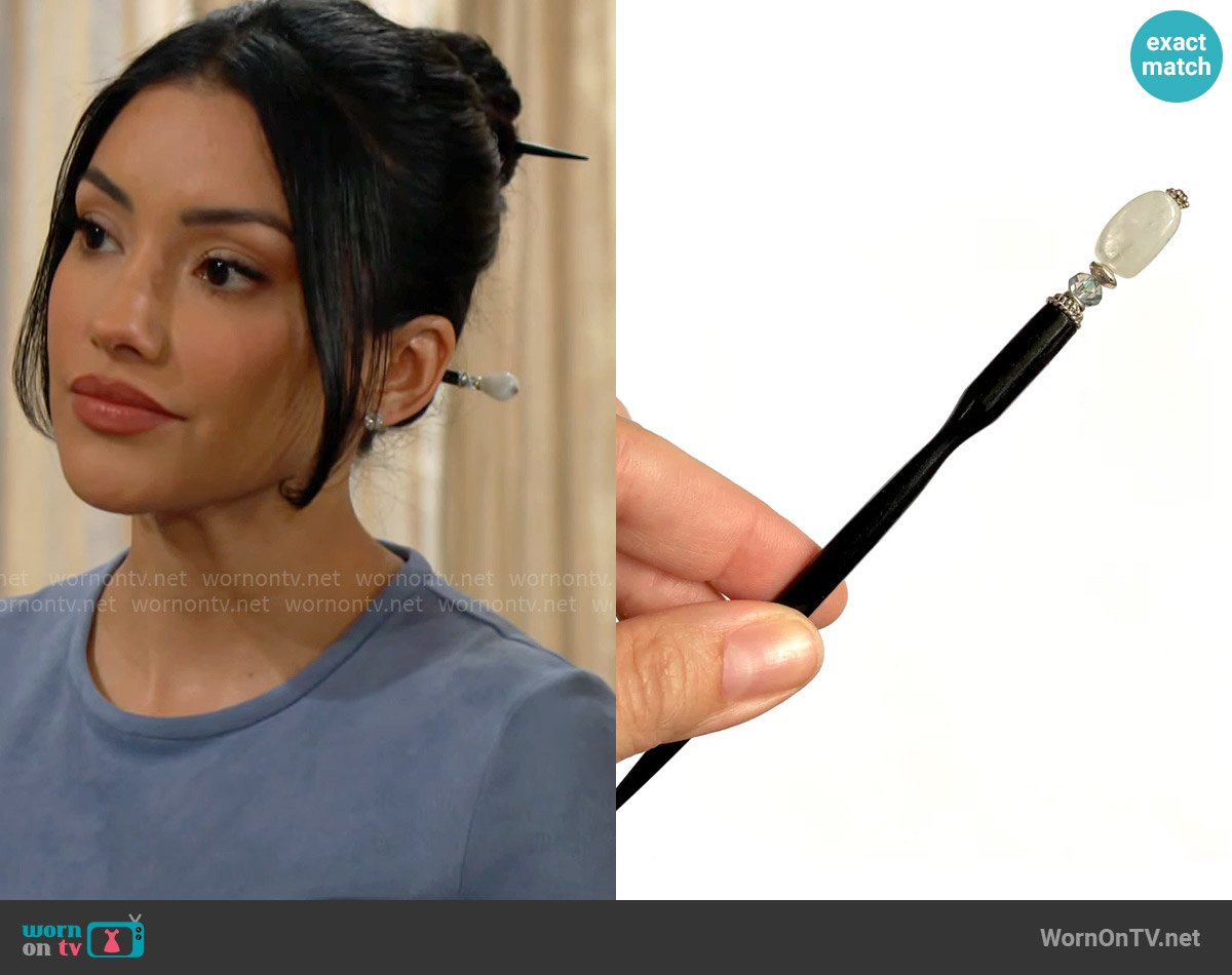 Tidal Hair Sticks Luna Sticks worn by Audra Charles (Zuleyka Silver) on The Young and the Restless