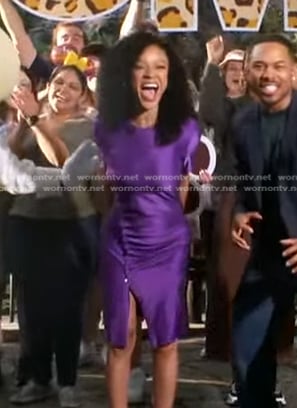 Tiffany Boone’s purple mini dress on Good Morning America