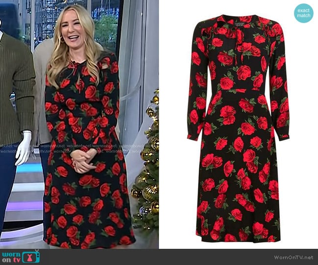 Topshop Rose Print Key-hole Detail Midi Dress worn by Chassie Post on Today