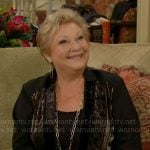 Traci’s velvet kimono jacket on The Young and the Restless