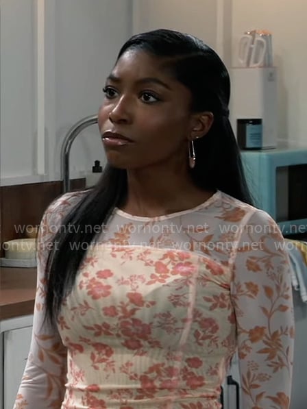 Trina's floral mesh top on General Hospital