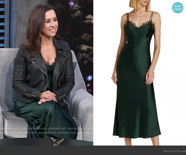 Veronica Beard Bixie Stretch-Silk Slip Dress worn by Lacey Chabert on Access Hollywood