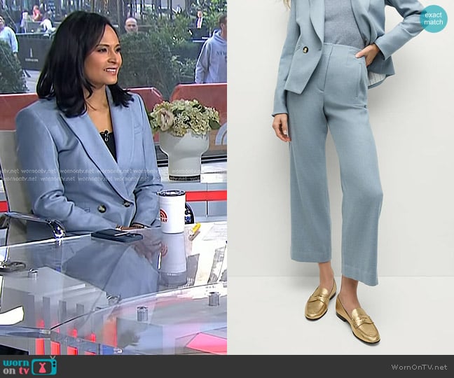 Veronica Beard Dova Pant in Heather Smoke Blue worn by Kristen Welker on Today